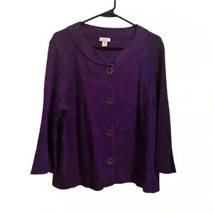 Chicos Purple 100% Cotton Knit Blazer Size Large
